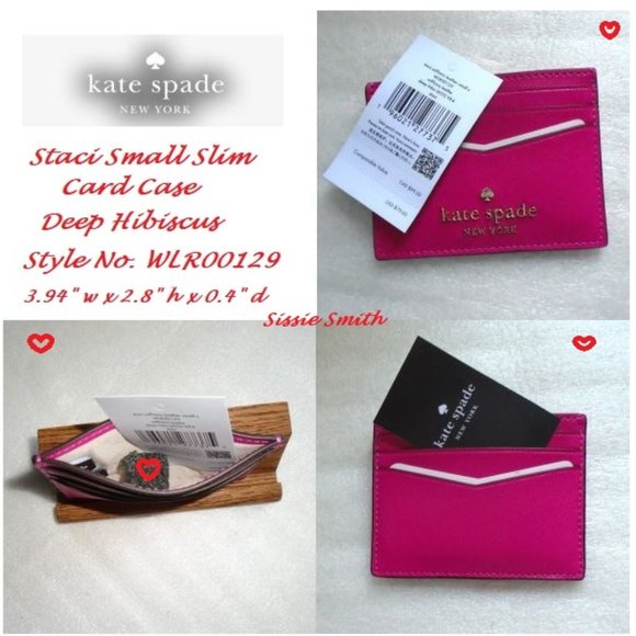 ♠️ Kate Spade ♠️ Deep Hibiscus Staci Small Slim Card Holder - Picture 4 of 8